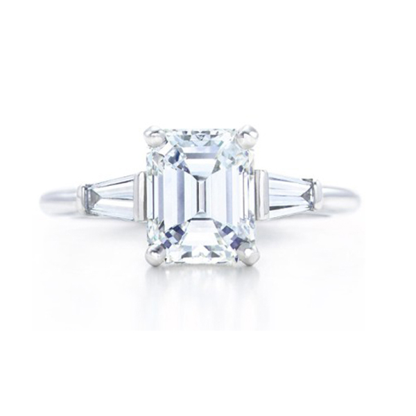 Emerald cut baguette diamond ring