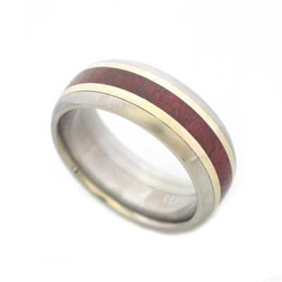 Wood and titanium ring