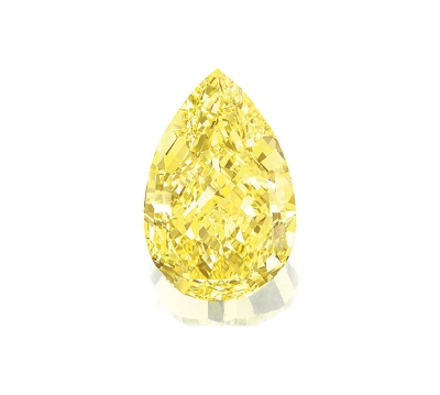 Pear cut yellow diamond mined in South Africa